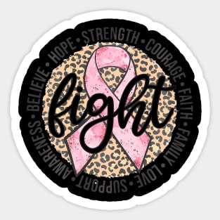 Leopard Cheetah Print Fight Breast Cancer Awareness Sticker